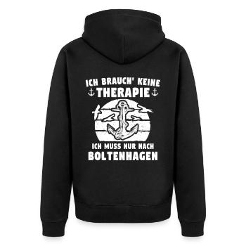 Boltenhagen Boltenhagener - Unisex Premium Bio Zip Hoodie - Schwarz - Hinten - Nico (187cm)