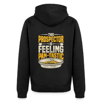 Goldschürfer Goldgräber Goldsucher - Unisex Premium Bio Zip Hoodie - Schwarz - Hinten - Nico (187cm)
