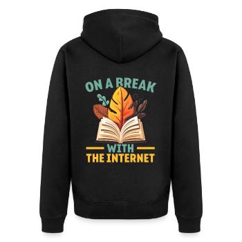 Digital Detox Handy Fasten Go Offline - Unisex Premium Bio Zip Hoodie - Schwarz - Hinten - Nico (187cm)