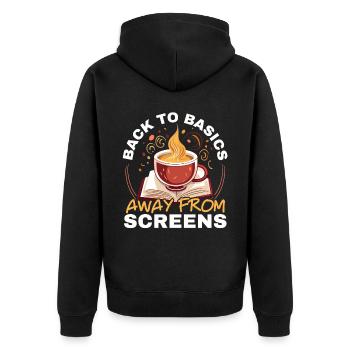Digital Detox Handy Fasten Go Offline - Unisex Premium Bio Zip Hoodie - Schwarz - Hinten - Nico (187cm)