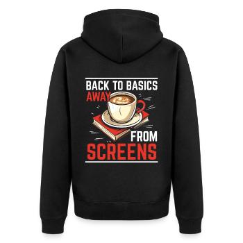 Digital Detox Handy Fasten Go Offline - Unisex Premium Bio Zip Hoodie - Schwarz - Hinten - Nico (187cm)