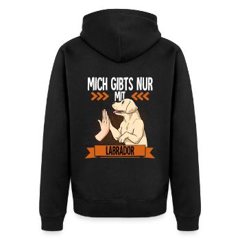 Mich Gibts Nur Mit Labrador - Unisex Premium Bio Zip Hoodie - Schwarz - Hinten - Nico (187cm)