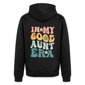 In My Cool Aunt Era Baby Announcement - Unisex Premium Organic Zip Hoodie - black - Back - Nico (187cm)
