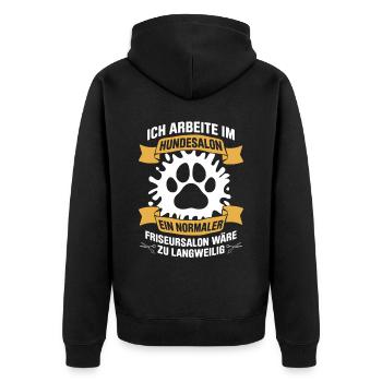 Hundepflege für Hundefriseurin Hundefriseur Groome - Unisex Premium Bio Zip Hoodie - Schwarz - Hinten - Nico (187cm)