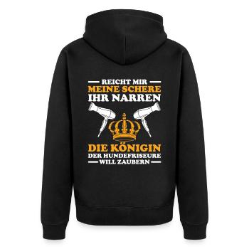 Hundepflege für Hundefriseurin Hundefriseur Groome - Unisex Premium Bio Zip Hoodie - Schwarz - Hinten - Nico (187cm)