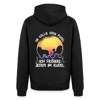 Hundepflege für Hundefriseurin Hundefriseur Groome - Unisex Premium Bio Zip Hoodie - Schwarz - Hinten - Nico (187cm)