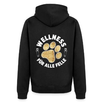 Hundepflege für Hundefriseurin Hundefriseur Groome - Unisex Premium Bio Zip Hoodie - Schwarz - Hinten - Nico (187cm)
