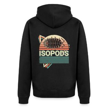 Isopods Retro Vaporwave - Unisex Premium Organic Zip Hoodie - black - Back - Nico (187cm)
