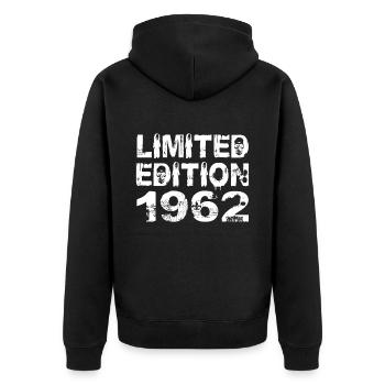 Limited Edition 1962 Geburtstag 1962 Geburtstag - Unisex Premium Bio Zip Hoodie - Schwarz - Hinten - Nico (187cm)
