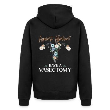 Feminist Flower Floral Against - Unisex Premium Bio Zip Hoodie - Schwarz - Hinten - Nico (187cm)