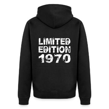 Édition Limitée 1970 Anniversaire 1970 Anniversaire - Veste à capuche bio Premium Unisexe - noir - Dos - Nico (187cm)