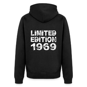Édition Limitée 1969 Anniversaire 1969 Anniversaire - Veste à capuche bio Premium Unisexe - noir - Dos - Nico (187cm)