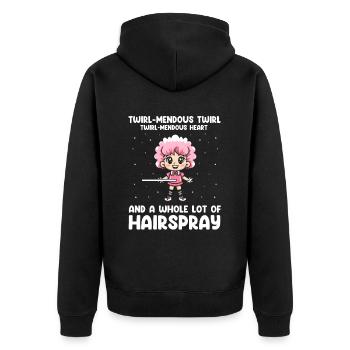 Stocktanz Design für Stabtänzerin - Unisex Premium Bio Zip Hoodie - Schwarz - Hinten - Nico (187cm)
