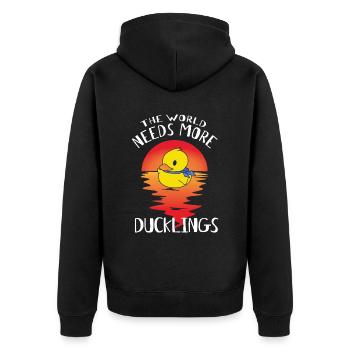 Le monde a besoin de plus de canetons - Canards jaunes - Veste à capuche bio Premium Unisexe - noir - Dos - Nico (187cm)