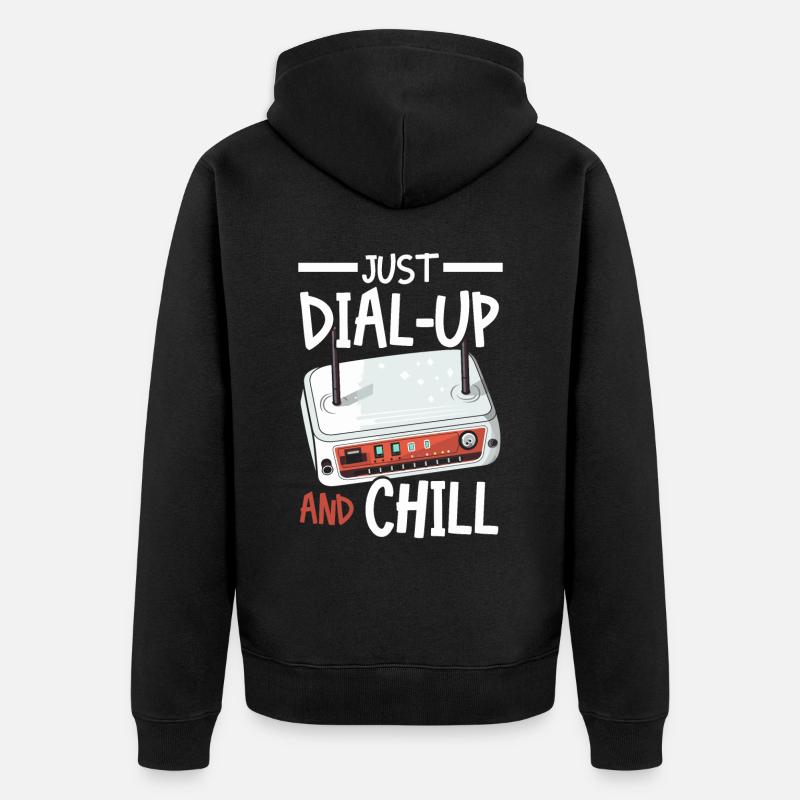 DFÜ-Internetverbindung 90er Computerwitze - Unisex Premium Bio Zip Hoodie - Schwarz