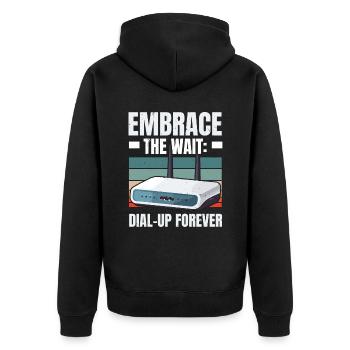 DFÜ-Internetverbindung 90er Computerwitze - Unisex Premium Bio Zip Hoodie - Schwarz - Hinten - Nico (187cm)