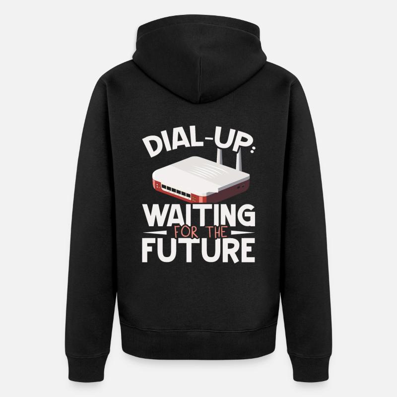 DFÜ-Internetverbindung 90er Computerwitze - Unisex Premium Bio Zip Hoodie - Schwarz