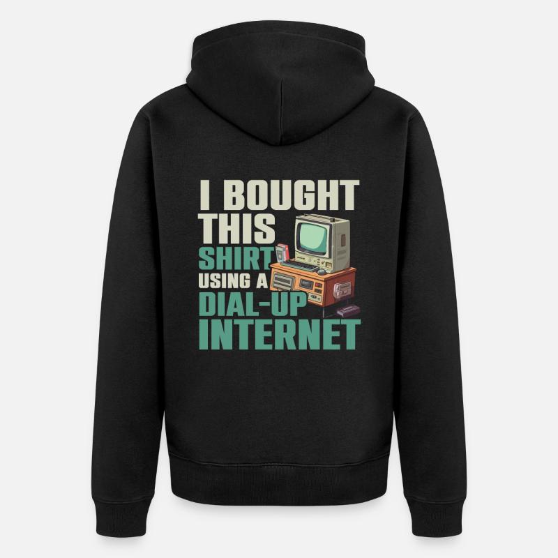 DFÜ-Internetverbindung 90er Computerwitze - Unisex Premium Bio Zip Hoodie - Schwarz
