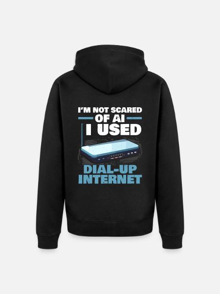 DFÜ-Internetverbindung 90er Computerwitze - Unisex Premium Bio Zip Hoodie - Schwarz