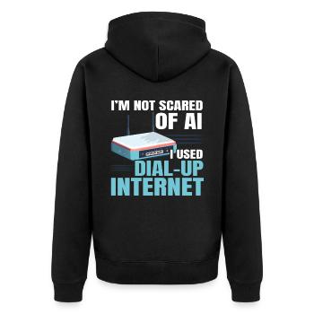 DFÜ-Internetverbindung 90er Computerwitze - Unisex Premium Bio Zip Hoodie - Schwarz - Hinten - Nico (187cm)