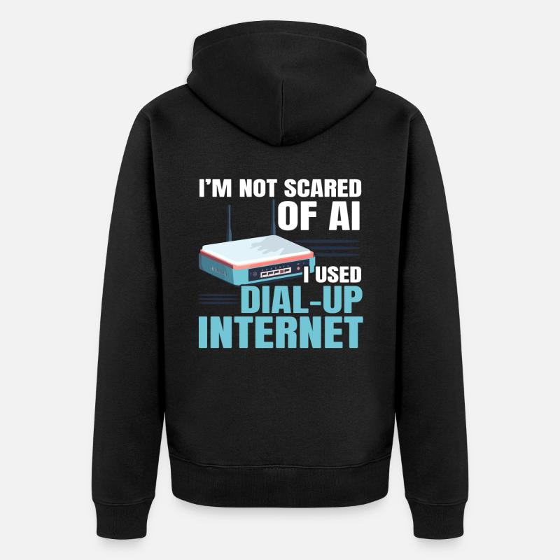 DFÜ-Internetverbindung 90er Computerwitze - Unisex Premium Bio Zip Hoodie - Schwarz