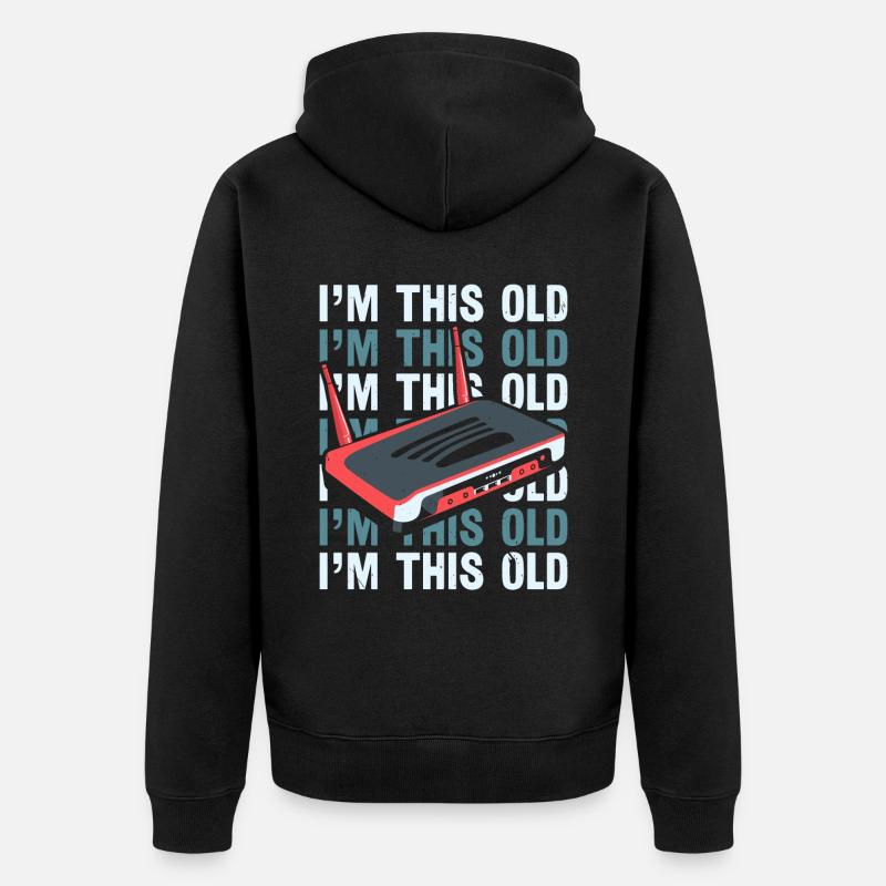 DFÜ-Internetverbindung 90er Computerwitze - Unisex Premium Bio Zip Hoodie - Schwarz