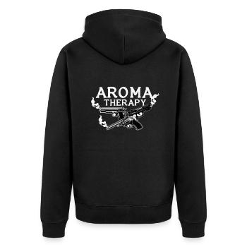 Waffee Duft Geschenk - Unisex Premium Bio Zip Hoodie - Schwarz - Hinten - Nico (187cm)