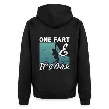 Indoor Climbing One Fart And It's Over Bouldering - Unisex Premium Organic Zip Hoodie - black - Back - Nico (187cm)