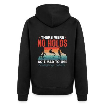 Indoor Climbing There Were No Holds So I Boulder - Unisex Premium Bio Zip Hoodie - Schwarz - Hinten - Nico (187cm)