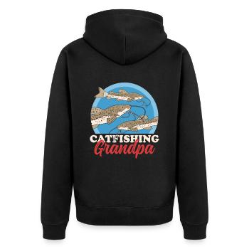 Grand-père pêcheur | Pêche au poisson-chat Pêche Poisson Cadeau - Veste à capuche bio Premium Unisexe - noir - Dos - Nico (187cm)