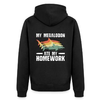 Mon mégalodon a mangé mes devoirs - Veste à capuche bio Premium Unisexe - noir - Dos - Nico (187cm)