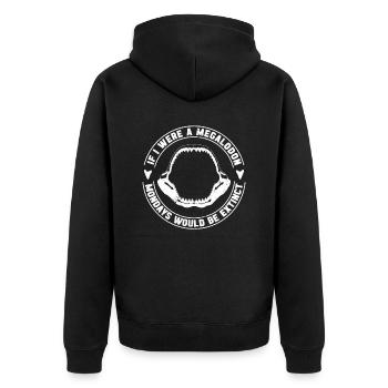 Megalodon Hai Spruch Lustig Kinder - Unisex Premium Bio Zip Hoodie - Schwarz - Hinten - Nico (187cm)