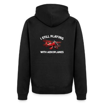 I still playing with planes, RC Airplane - Unisex Premium Bio Zip Hoodie - Schwarz - Hinten - Nico (187cm)