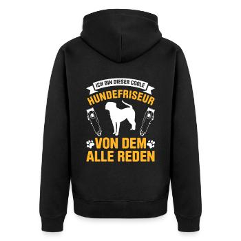 Hundepflege für Hundefriseurin Hundefriseur Groome - Unisex Premium Bio Zip Hoodie - Schwarz - Hinten - Nico (187cm)