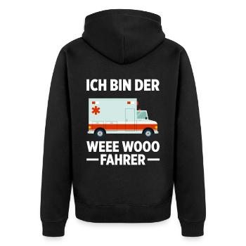 Krankenwagenfahrer Notfallfahrer Patiententranspor - Unisex Premium Bio Zip Hoodie - Schwarz - Hinten - Nico (187cm)