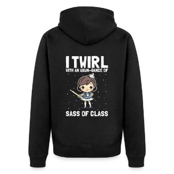 Gymnastik Design für Taktstock drehen - Unisex Premium Bio Zip Hoodie - Schwarz - Hinten - Nico (187cm)