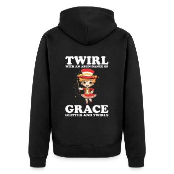 Gymnastik Design für Taktstock drehen - Unisex Premium Bio Zip Hoodie - Schwarz - Hinten - Nico (187cm)