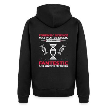 Forensischer Wissenschaftler und Kriminallabor - Unisex Premium Bio Zip Hoodie - Schwarz - Hinten - Nico (187cm)