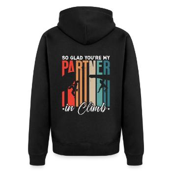 Rock Climbing So Glad You're My Partner Bouldering - Unisex Premium Organic Zip Hoodie - black - Back - Nico (187cm)