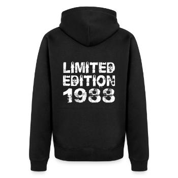 Limited Edition 1988 Geburtstag 1988 Geburtstag - Unisex Premium Bio Zip Hoodie - Schwarz - Hinten - Nico (187cm)