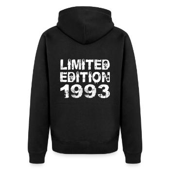 Limited Edition 1993 Geburtstag 1993 Geburtstag - Unisex Premium Bio Zip Hoodie - Schwarz - Hinten - Nico (187cm)