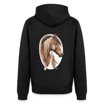 Horse Tribal Watercolor Horse Dream Catcher - Unisex Premium Organic Zip Hoodie - black - Back - Nico (187cm)