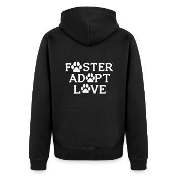 Tiere Retten Adoptieren Pflegen - Unisex Premium Bio Zip Hoodie - Schwarz - Hinten - Nico (187cm)