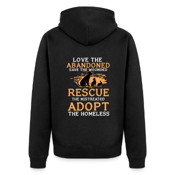 Tiere Retten Adoptieren Pflegen - Unisex Premium Bio Zip Hoodie - Schwarz - Hinten - Nico (187cm)