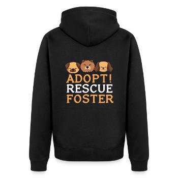 Tiere Retten Adoptieren Pflegen - Unisex Premium Bio Zip Hoodie - Schwarz - Hinten - Nico (187cm)