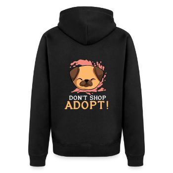 Tiere Retten Adoptieren Pflegen - Unisex Premium Bio Zip Hoodie - Schwarz - Hinten - Nico (187cm)