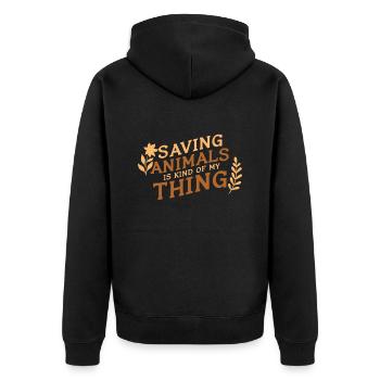 Tiere Retten Adoptieren Pflegen - Unisex Premium Bio Zip Hoodie - Schwarz - Hinten - Nico (187cm)