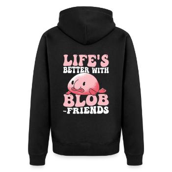 La vie est meilleure avec les propriétaires de Blobfish - Veste à capuche bio Premium Unisexe - noir - Dos - Nico (187cm)