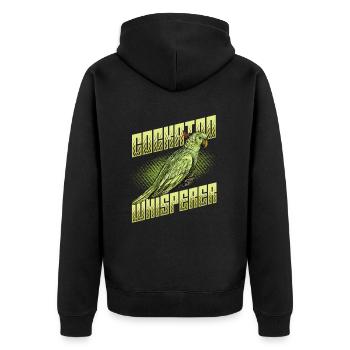 Kakaduflüsterer, Kakadu, Vogel - Unisex Premium Bio Zip Hoodie - Schwarz - Hinten - Nico (187cm)