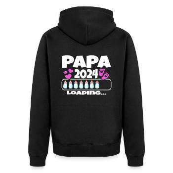 Werdender Vater - Papa 2024 loading - Unisex Premium Bio Zip Hoodie - Schwarz - Hinten - Nico (187cm)